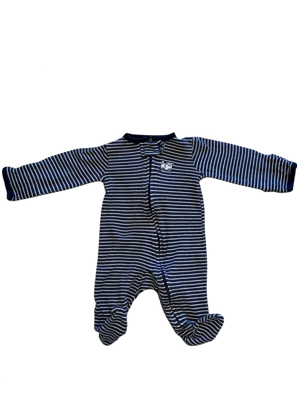 Carter's Navy and White Striped Footed One-Piece